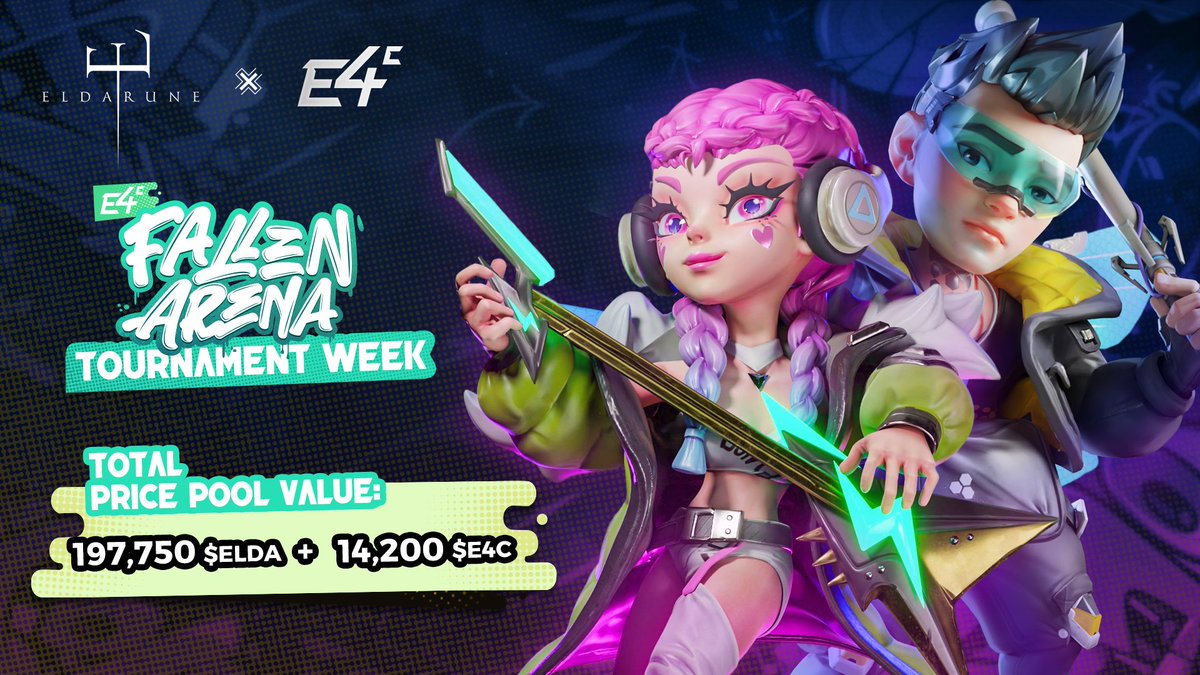 ✨Gear up, rally your comrades. The Heroes of Eldarune @PlayEldarune x E4C Tournament Week beckons, and the stage is set for greatness. 🗓️ Join us from the 25th to the 30th of March. Come and participate in the tournament for a chance to win an incredible 14,200 $E4C and…