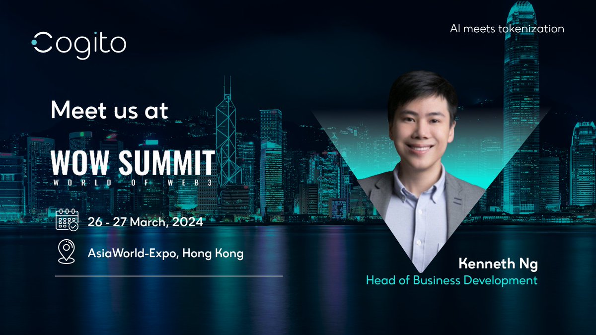 Cogito Finance (@cogitofi) on Twitter photo <a href="/wowsummitworld/">WOW Summit</a> makes its way to Hong Kong in 2024 with a fresh lineup of industry leaders, government officials, investment funds, venture capitalists, NFT and digital artists, entrepreneurs, and multinational corporations.
Our Head of Business Development <a href="/TheKennethNg/">Kenneth Ng</a> will <a href="/wowsummitworld/">WOW Summit</a> makes its way to Hong Kong in 2024 with a fresh lineup of industry leaders, government officials, investment funds, venture capitalists, NFT and digital artists, entrepreneurs, and multinational corporations.
Our Head of Business Development <a href="/TheKennethNg/">Kenneth Ng</a> will