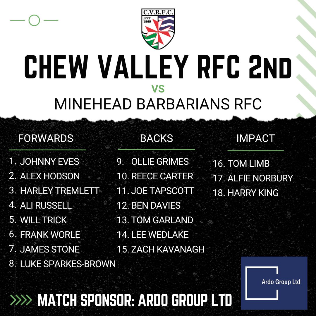 chewvalleyrfc's tweet image. Saturday KO 2:30pm
1st Vs @RfcMatson (H)
@MineheadRfc Vs 2nds (A)
3rds Vs @NandB_RFC (H)

Sunday 3pm
Valley Cats Vs @GordanoLRugby (H)

#chewrugby