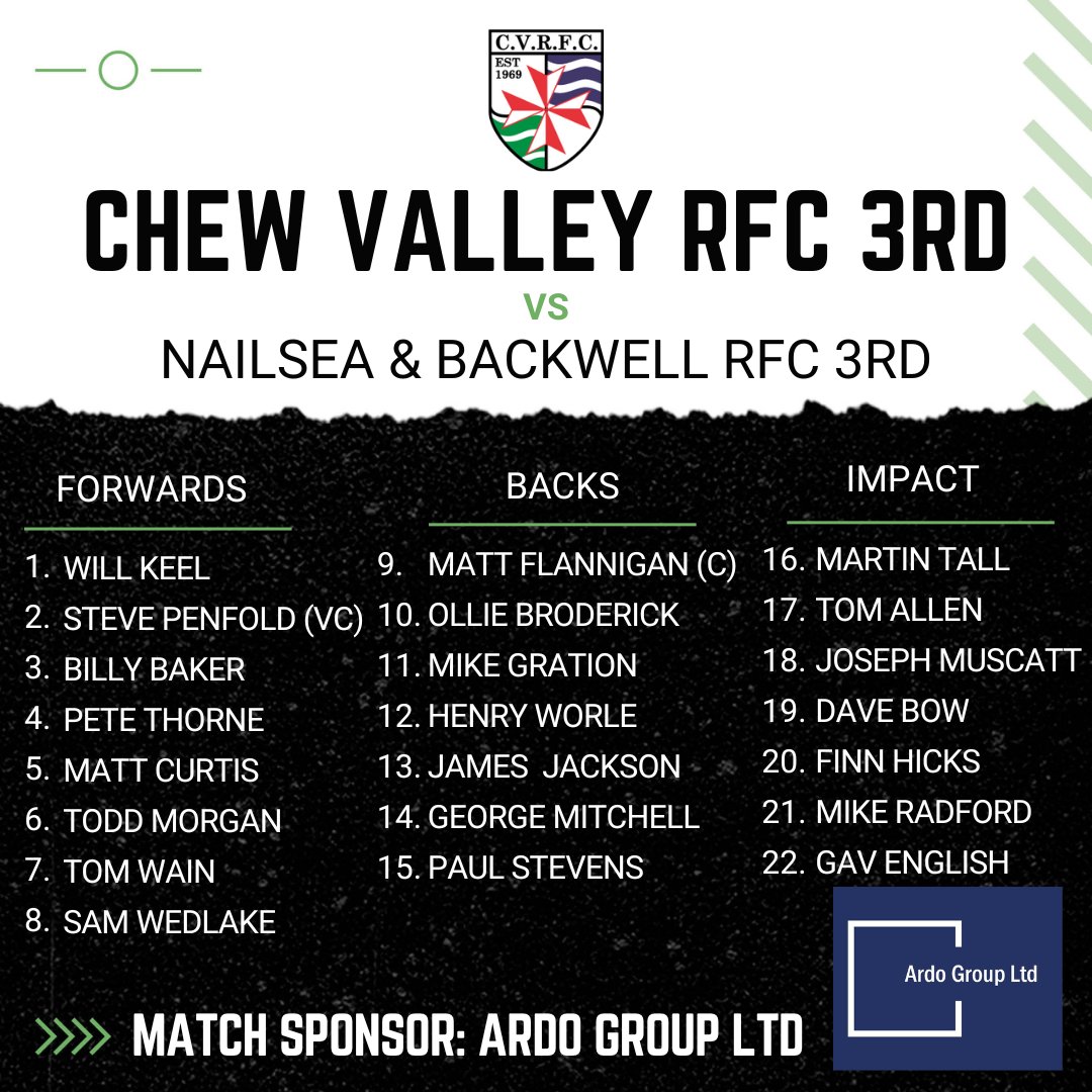 chewvalleyrfc's tweet image. Saturday KO 2:30pm
1st Vs @RfcMatson (H)
@MineheadRfc Vs 2nds (A)
3rds Vs @NandB_RFC (H)

Sunday 3pm
Valley Cats Vs @GordanoLRugby (H)

#chewrugby