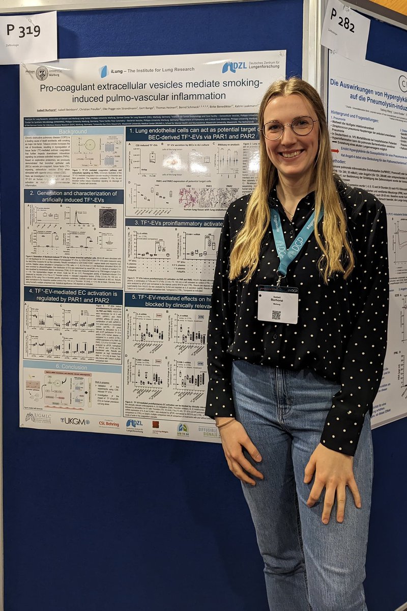 Isabell Burhorst presented the project of her masters thesis about #extracellularvesicles in #copd at #dgpneumo2024 in Mannheim today 🫁