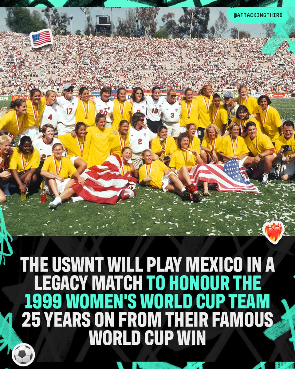 The 1999 team will reunite at Red Bull Arena to watch the current USWNT play in their penultimate match before they head to the Olympics 🇺🇸🫶