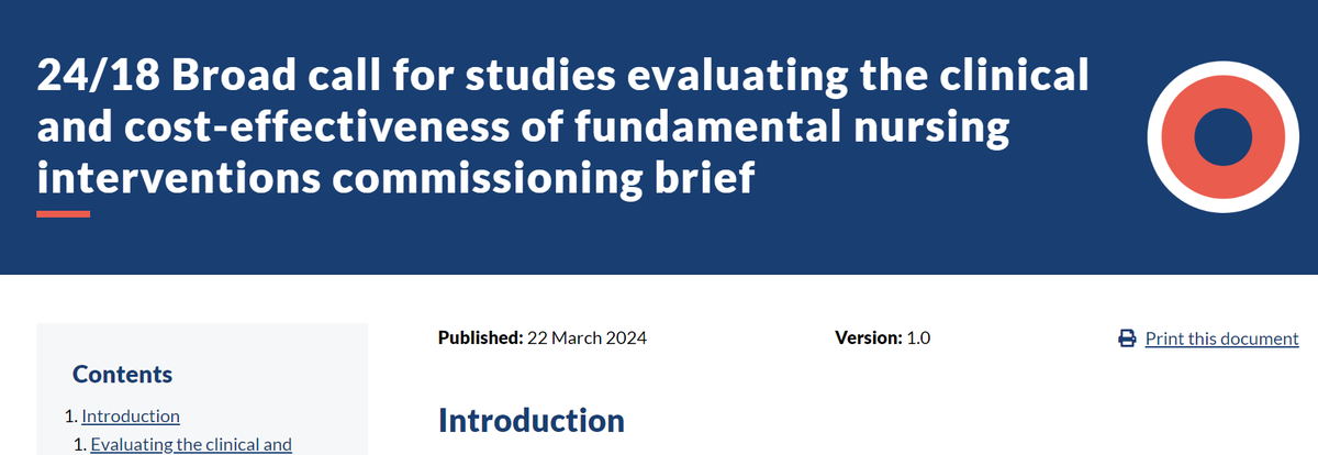 Exciting new @NIHRresearch HTA commissioned call for research to evaluate the clinical and cost-effectiveness of nurse-led interventions. Fantastic to see NIHR support for this and really looking to see what fantastic ideas get funded nihr.ac.uk/documents/broa…