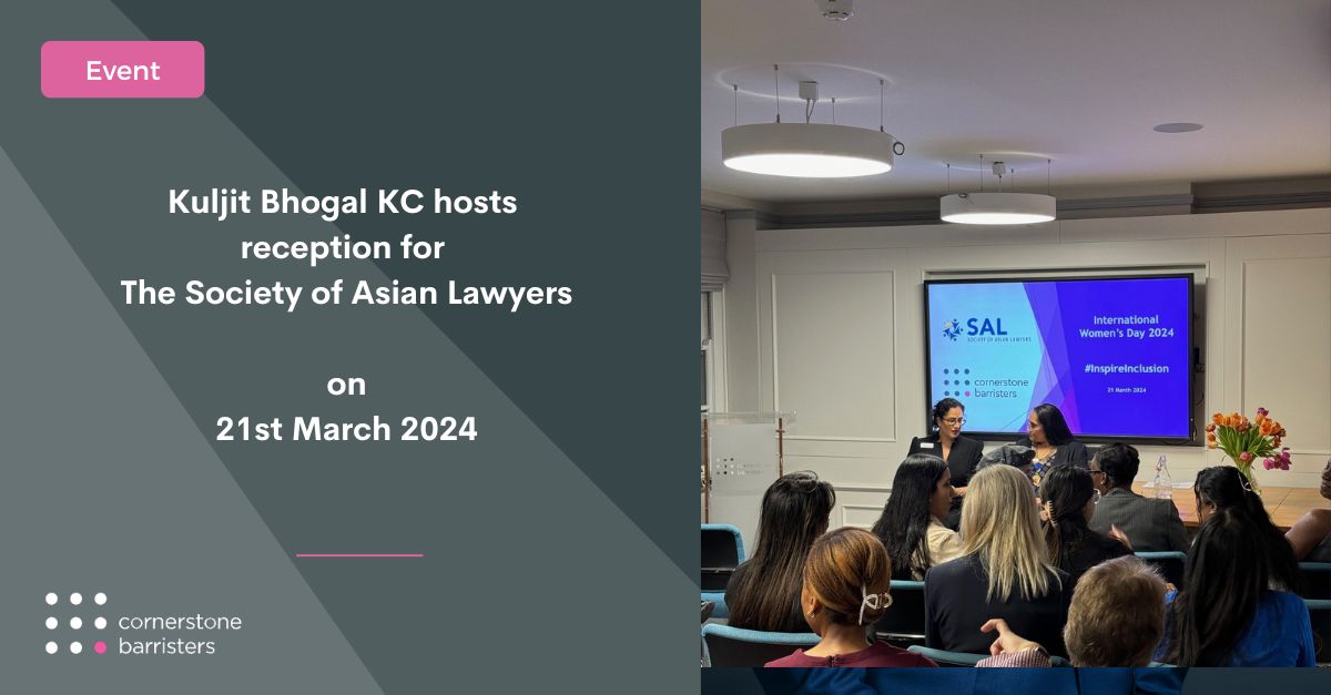 @KuljitBhogal & Manjinder Nagra, both #trailblazers in #law, spoke at a lively reception to mark #InternationalWomensDay2024 organised by @SocAsianLawyers & hosted by Cornerstone Barristers. #inspireinclusion