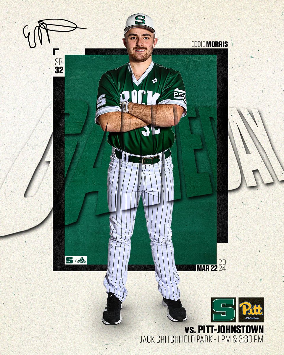 BASE: Slippery Rock opens its 4-game PSAC West series against Pitt-Johnstown with a doubleheader today at Jack Critchfield Park. First pitch of game one is set for 1 p.m. Series Preview / Info 🔗: bit.ly/3TJ0dK7