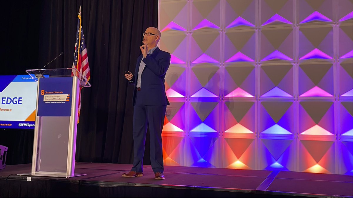 IVMFSyracuseU's tweet photo. Last day of #VeteranEDGE!
 
Our participants are listening in to Frank Coppersmith, CEO of @SmarterReality, an Inc 5000 and Austin "Fast 50" software development firm. He’s exploring the trends and realms of AI, VR, &amp; AR and how our participants can utilize it in their business. https://t.co/OKiClmdLB5