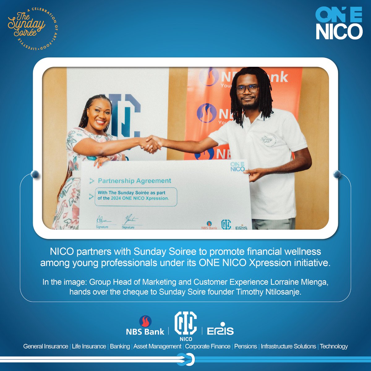 The NICO Group, which includes NBS Bank and ERIS Properties, has partnered with Sunday Soirée under the groups One NICO Xpression, a sponsorship property that has been developed to celebrate the arts and entertainment industry. #OneNICO #ItsClear