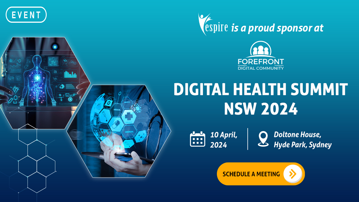 Excited to announce that #Espire sponsors #DigitalHealthSummit NSW'24, bringing together top digital #healthleaders to explore cutting-edge #healthcare IT & trends. Discover how our #TX solutions are transforming healthcare for superior #patientexperiences>bit.ly/2YAZkVE