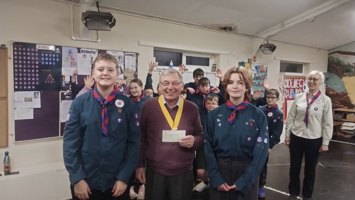 The president of Rotary Club Furness Peninsula came down to see the Troop. They gifted our Cubs and a Scouts a cheque which will enable us undertake an extra activity at Great Tower @scoutadventures next month. They also gifted support to the whole Group for future activities