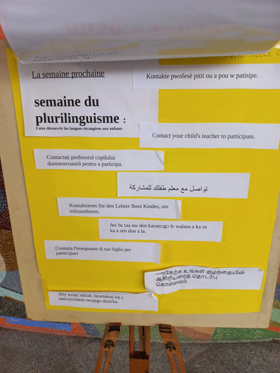 REPlusDesnos's tweet photo. Dans mon réseau il y a …  une Semaine des Langues Vivantes Etrangères &amp; du plurilinguisme
Les 3 écoles maternelles ont mis en place :
- accueil en langue étrangère ;
- découverte des cultures d'origine ;
- ateliers linguistiques avec les collégiens de 5e. https://t.co/rbqs8aiZjd