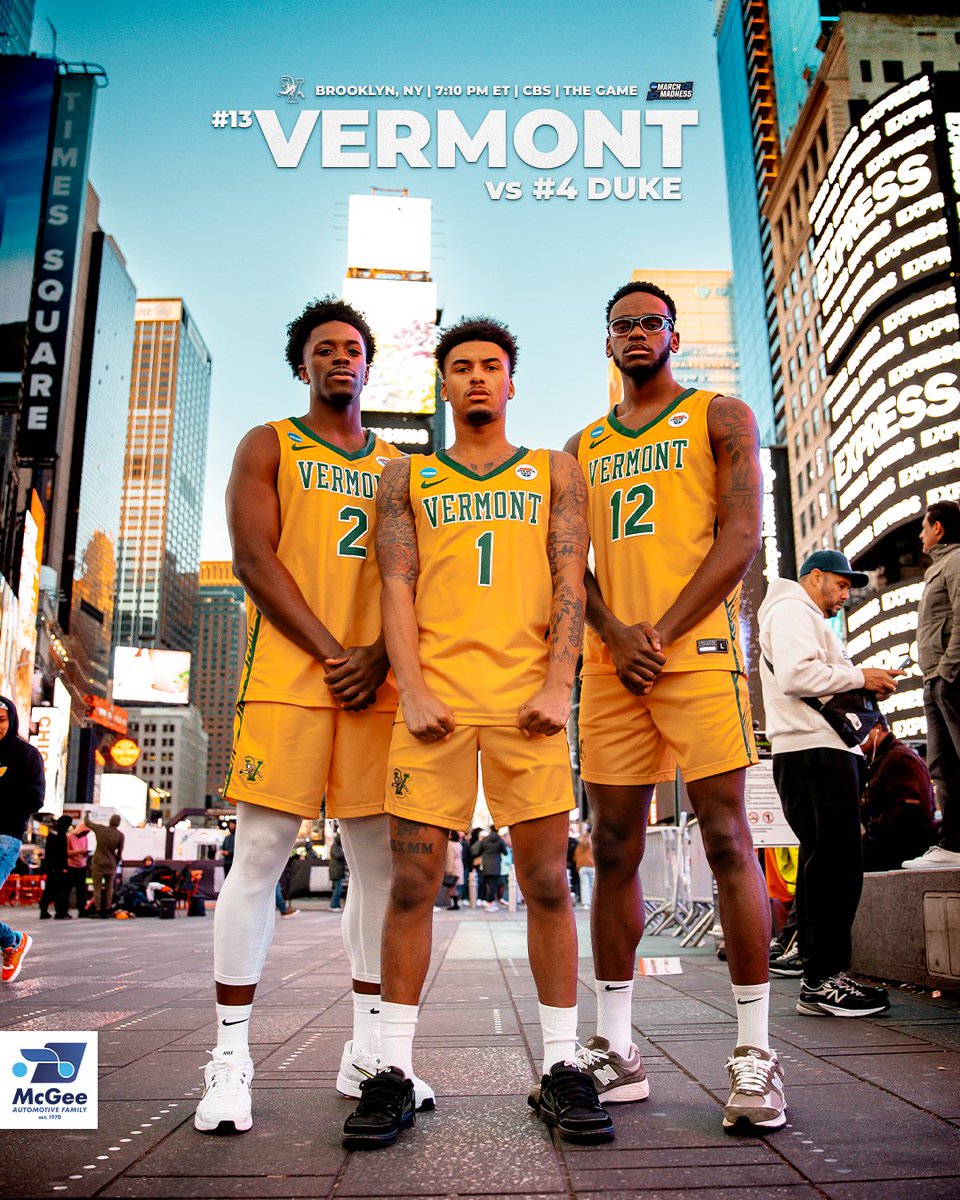 𝐋𝐞𝐭'𝐬 𝐃𝐚𝐧𝐜𝐞!

😼🆚 #4 Duke
📍 Brooklyn, NY
🕰 7:10 PM
📺 CBS
📻 The Game FM | go.uvm.edu/mrzsq
📊 go.uvm.edu/wn0eq

#LetsRally