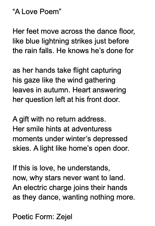@The_PoetryArena #BornBattleReady Title 'A Love Poem' Poetic Form: #Zejel