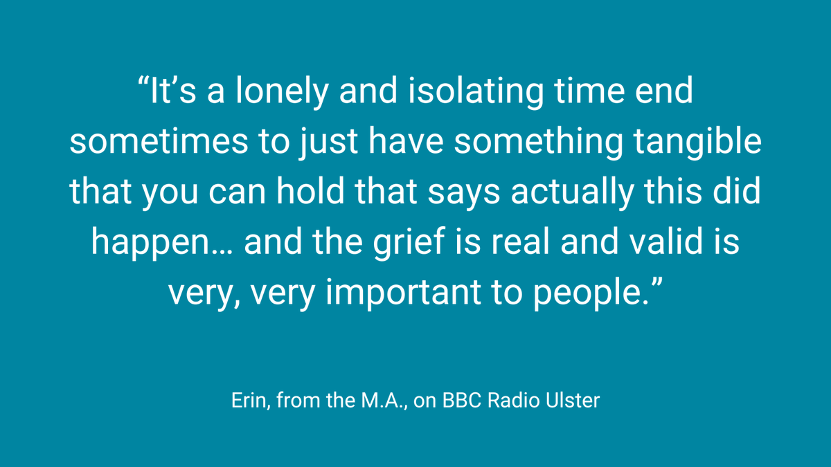 @bbcradioulster @Kelmba 'It's really important to have the option of having some form of formal acknowledgement of the baby you carried.' Thank you to @BBCRadioUlster @williamcrawley for hosting such an important conversation with Erin, @Kelmba and @CHarmerSands Catch up here: bbc.co.uk/sounds/play/m0…