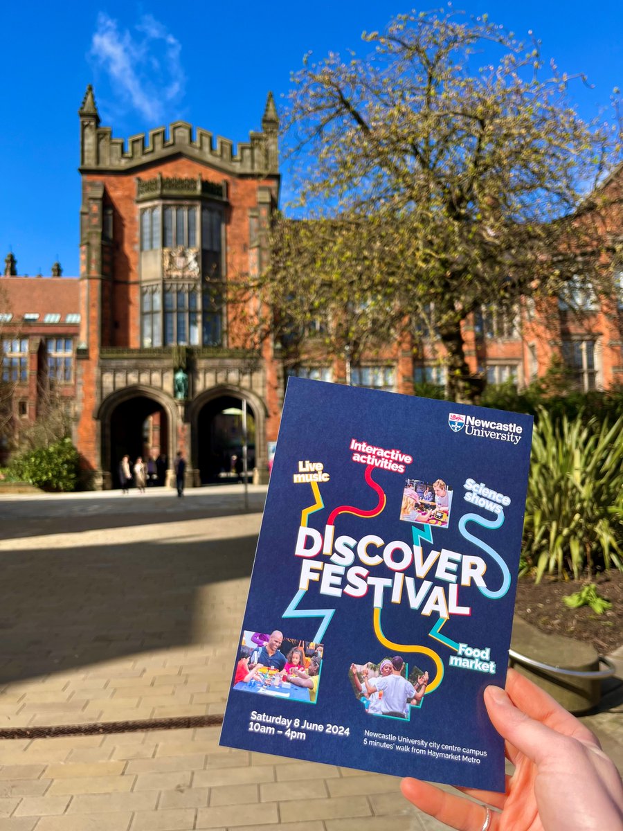 Find out 'What's On' at the Discover Festival! Immerse yourself into a world of wonder and exploration at our campus on 8 June🎉 From poets and performers, to scientists and engineers, get involved in activities suitable for children and adults alike🎭🧪🤖 ncl.ac.uk/discover-fest/…
