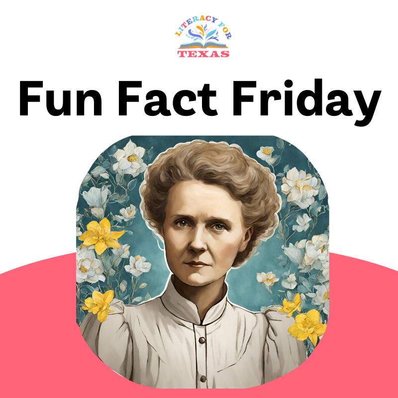Happy #FunFactFriday! In honor of #WomensHistoryMonth, did you know the first woman to win a Nobel Prize was Marie Curie - and she won it twice! ✨ What’s your favorite book about a notable woman in history? Share it with us! #txlibraries #tlchat