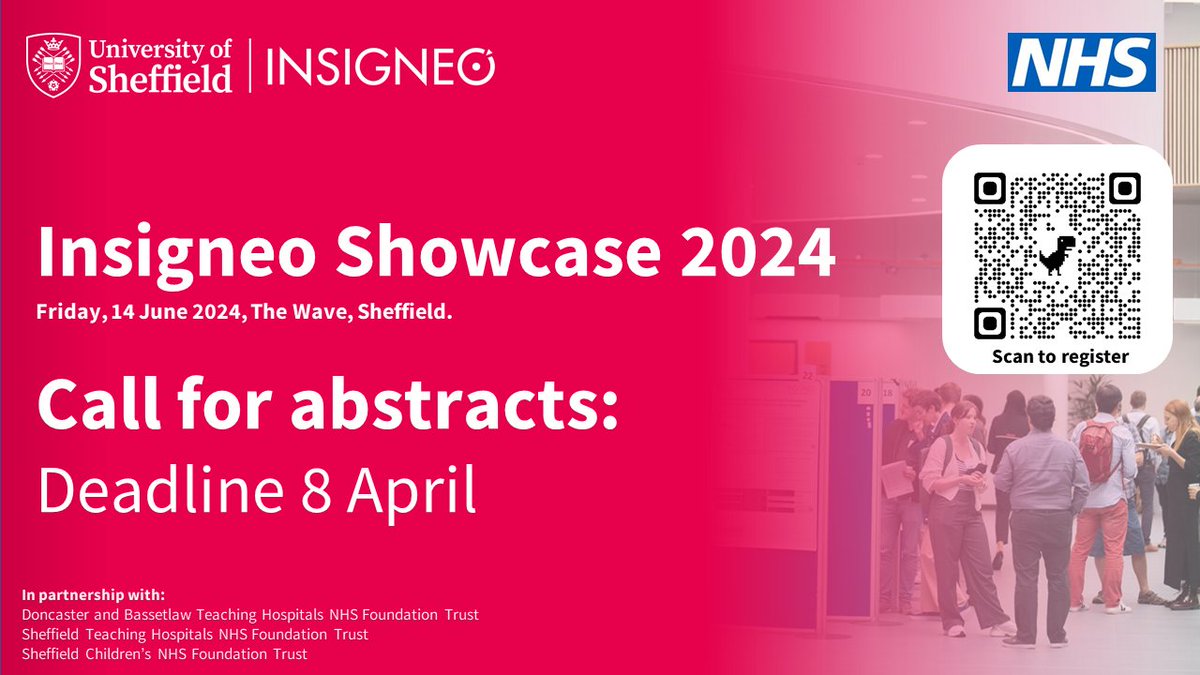 📢The abstract submission deadline for the Insigneo Showcase 2024 is approaching! Please register to submit your abstract by 8 April 2024. Join us to see first-hand the innovative research produced by our Institute. Find out more here: sheffield.ac.uk/insigneo/overv… #InsigneoSC24