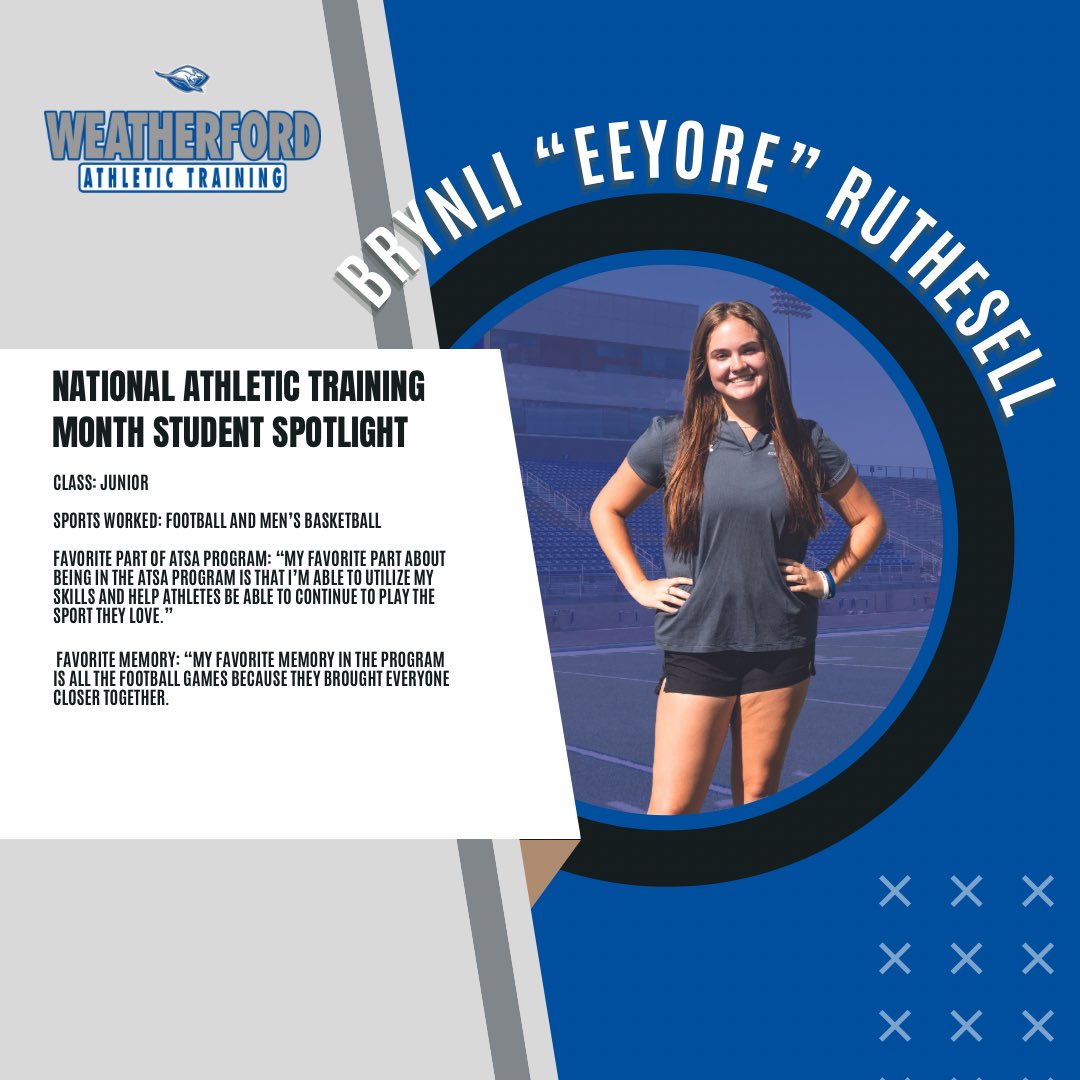 #NATM Spotlight today is Brynli Ruthesell! Affectionately known as “Eeyore,” she has been in the program for 2 years and works with our men’s basketball team! When she’s not helping us, she’s killing it on the tennis court 🎾 Brynli means business and we love her leadership!