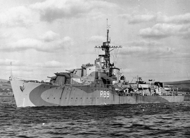 T class destroyer HMS Termagant (R 89): Launched 22.03.43.
