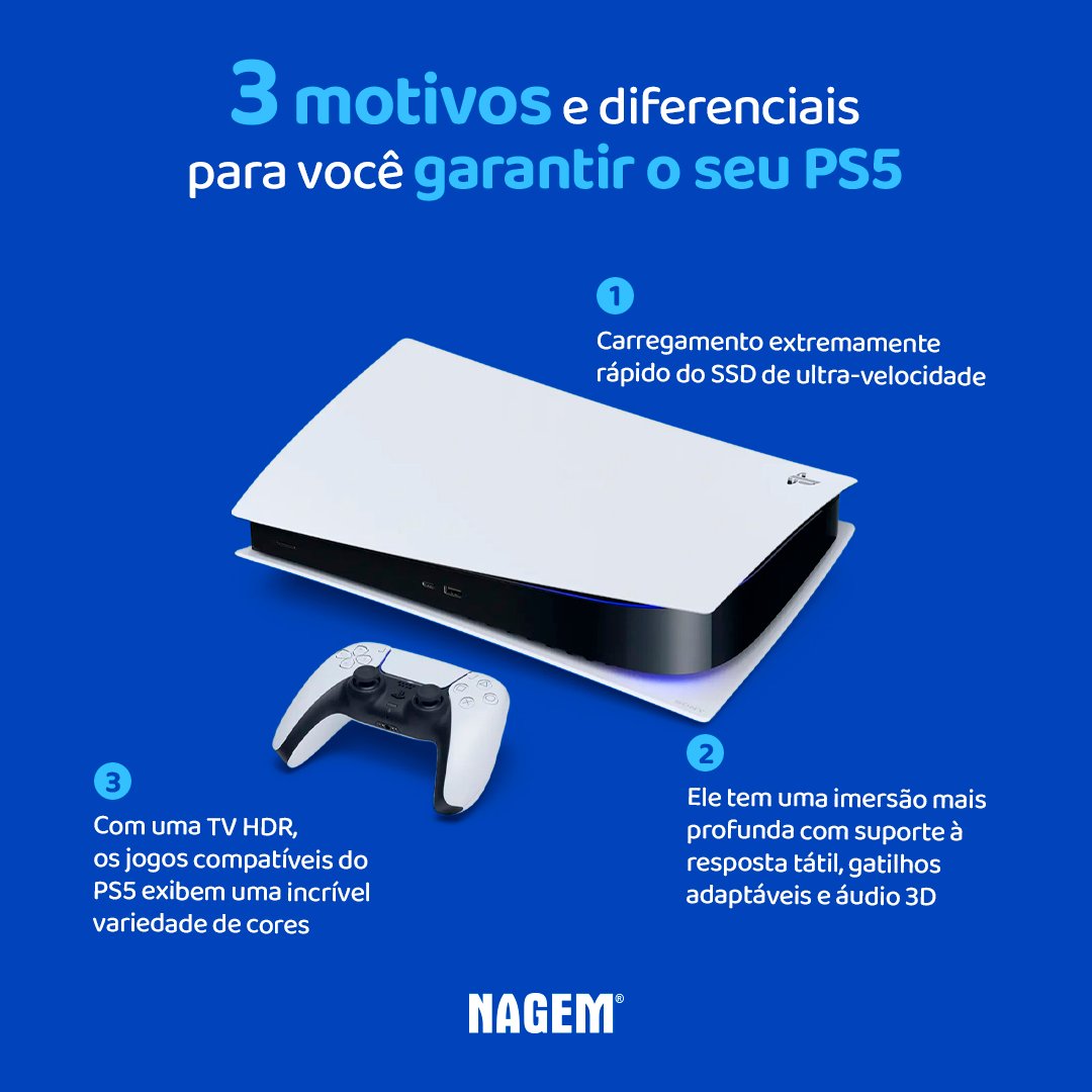 Por que investir no PS5? 🎮👀 Confere aqui 3 diferenciais: