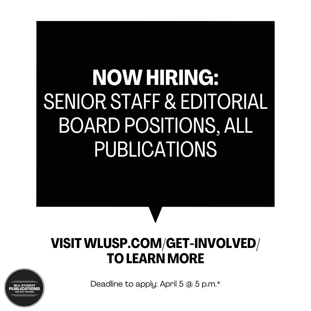 WLUSP's tweet photo. Senior Staff &amp; Editorial Board positions are now open at Wilfrid Laurier University Student Publications. Visit https://t.co/V6TyetbR9T to learn more about our publications and what positions they have open.
The deadline is Friday, April 5 @ 5 p.m., unless stated otherwise.* https://t.co/RPHMGLDa3q