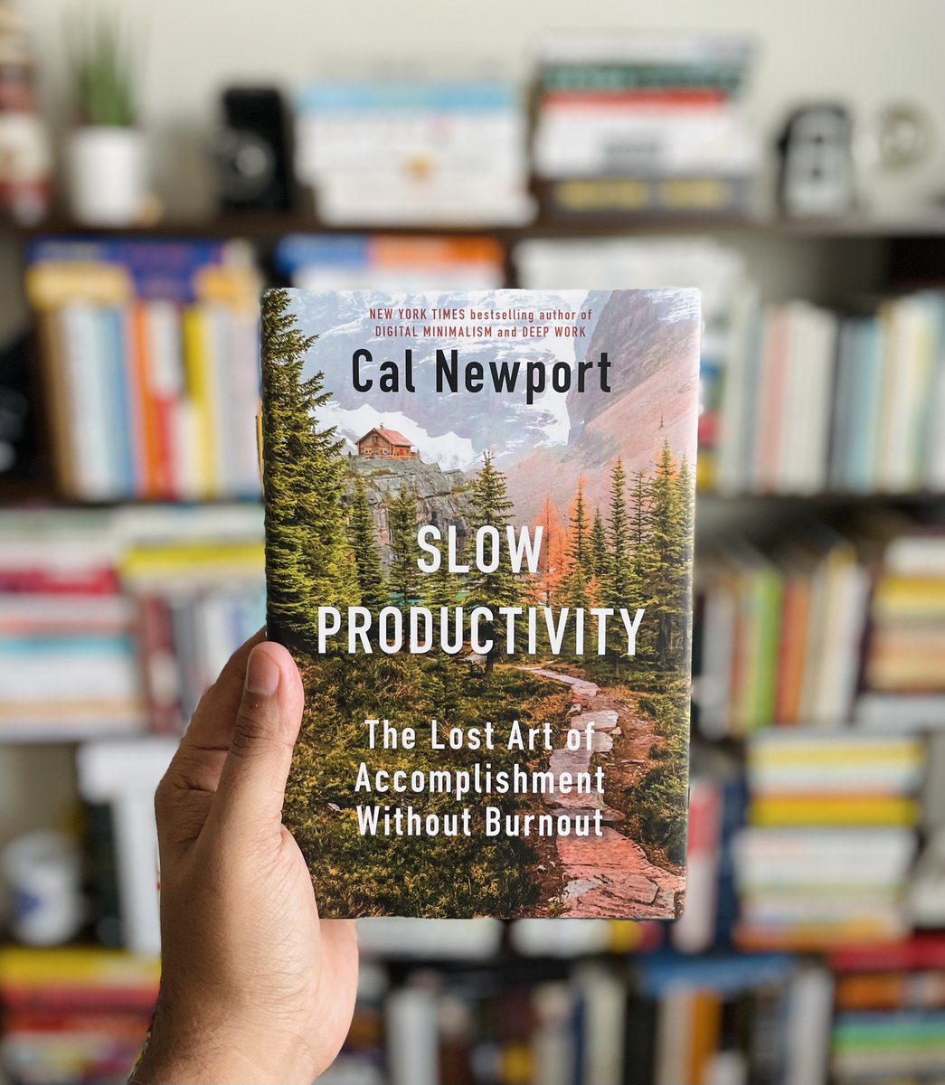 “Slow Productivity by Cal Newport” A timely and useful book. This book provides a road map for escaping overload and arriving instead at a more sustainable and timeless approach to pursuing meaningful accomplishment. 10 lessons from the book 🧵