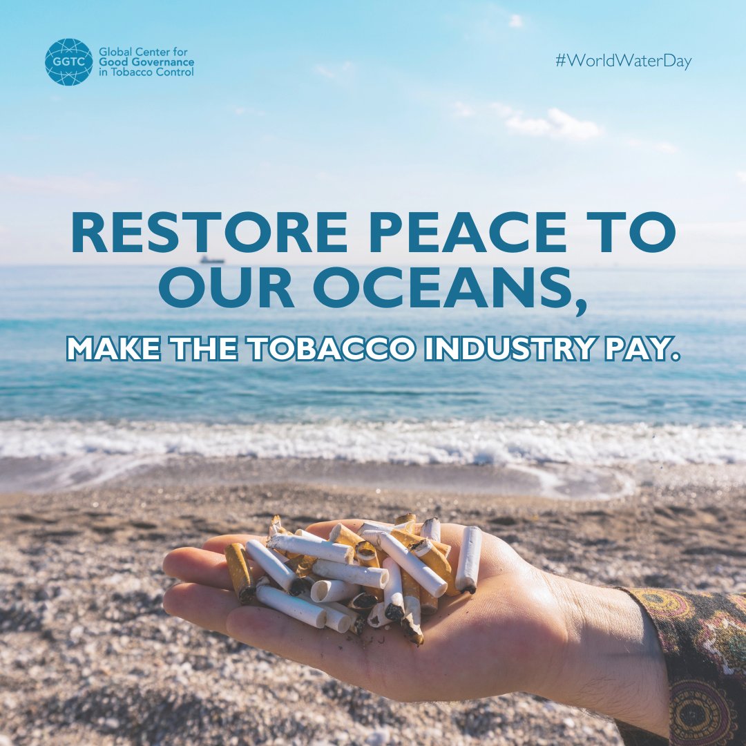 TheGGTC's tweet photo. Water can create peace or spark conflict. As a human right, we must balance everyone’s water needs. The tobacco industry is causing $20B-damage to marine ecosystems each year. This #WorldWaterDay, #TheGGTC uncovers its role in #PlasticWaste. ➡️ https://t.co/a63VkCUSQi https://t.co/Z9aZdyOb0G