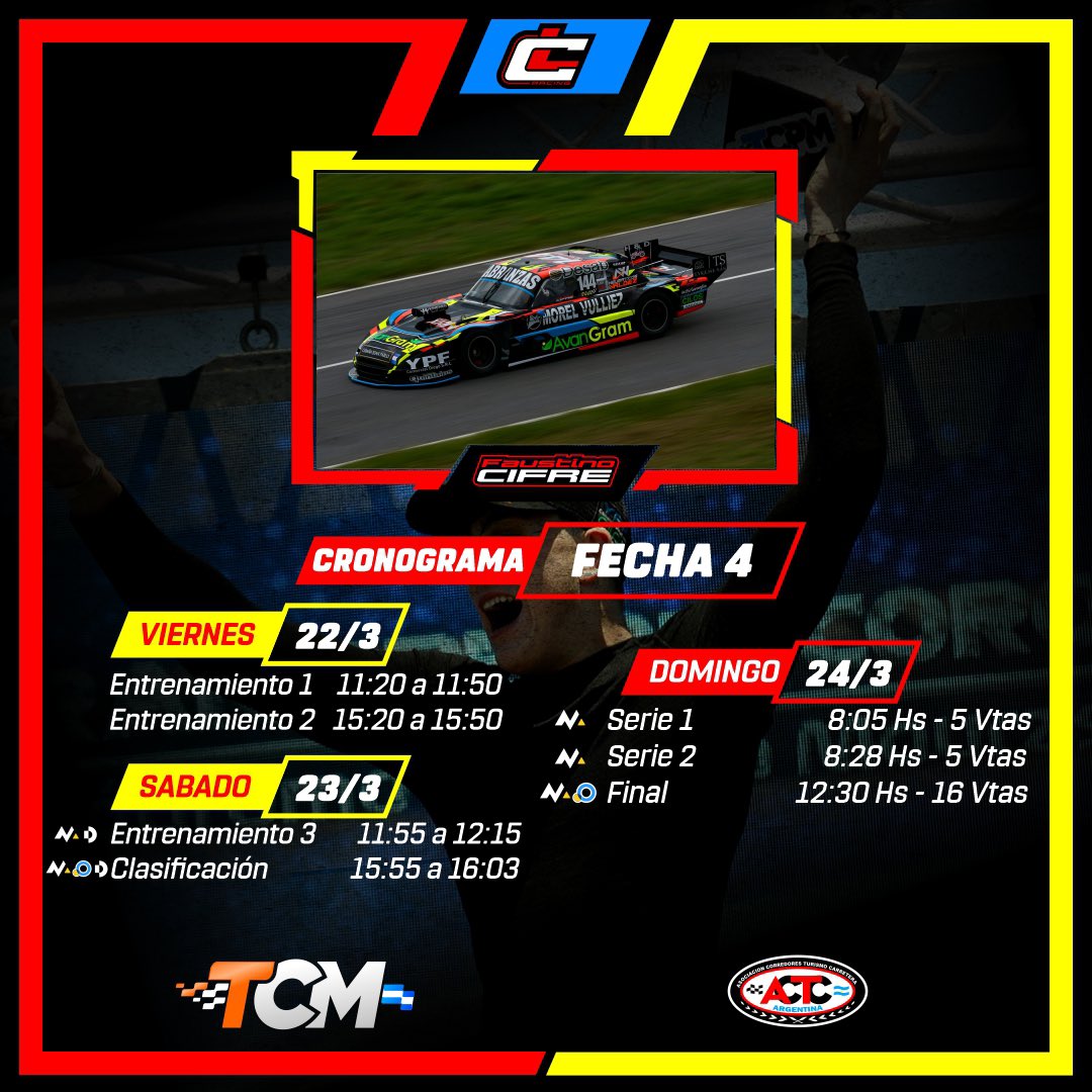 BucciCifre's tweet photo. Nuestra agenda en La Plata โ๐ผ
#CyLRacing ๐ธ #TCMouras https://t.co/UzCj7v7RPK