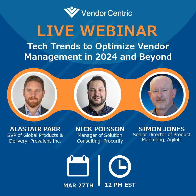 Agiloft's Simon Jones will be sharing his  thoughts on all the latest trends in #vendormanagement technology in Vendor Centric's upcoming webinar: 'Tech Trends to Optimize Vendor Management in 2024 and Beyond.'

Reserve your spot here: 

bit.ly/4cqzkSl