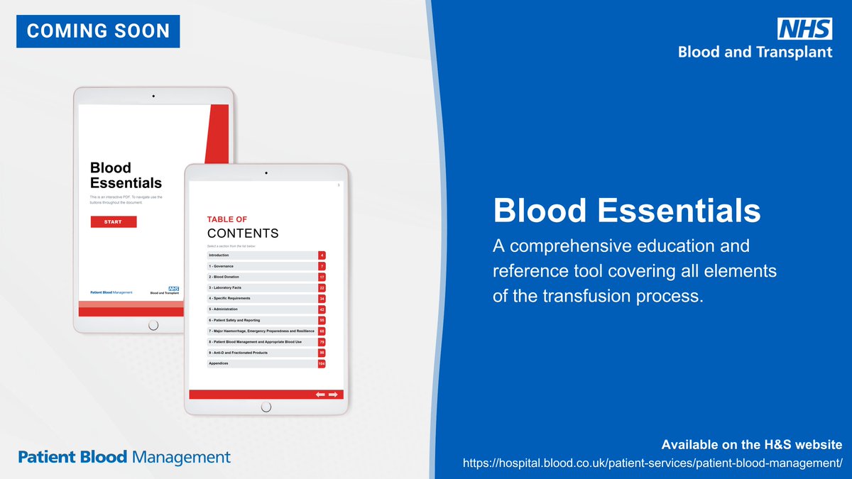 🩸Blood Essentials – It’s nearly here! Not long to wait now… this fantastic new resource is on its way. Designed to support all levels of professional experience or general transfusion interest tinyurl.com/ys5m4wm7 #Education #PBM #BloodEssentials