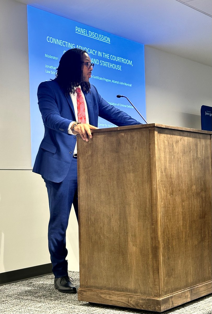 Director Rossi with Nikhil Ramnaney and Brook Antonio, both Senior Counsel on #PublicDefense for ATJ, give remarks at Atlanta’s John Marshall Law School. #NationalPublicDefenseDay.