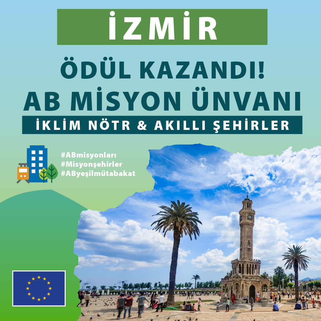 Avrupa Komisyonu, güzel şehrimiz İzmir’i “AB Şehirler Misyonu Etiketi” ile ödüllendirdi. Avrupa Birliği üyesi ülke kentleri dışında ilk ve tek olmanın onurunu ve mutluluğunu yaşıyoruz. #ABmisyonları #misyonşehirler #AByeşilmutabakat