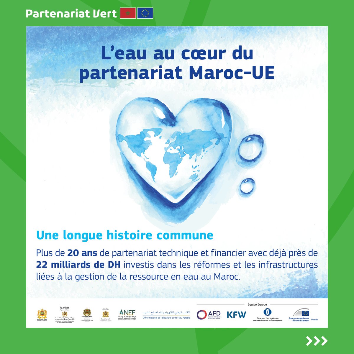 💧 L'accès à l'eau, un droit essentiel! Ensemble, face au changement climatique, on coopère pour garantir l'accès à l'eau. Avec nos amis méditerranéens, on s'engage à fond pour une gestion durable. 🇪🇺🇲🇦#WorldWaterDay #EauPourTous #TeamEurope #PartenariatVert