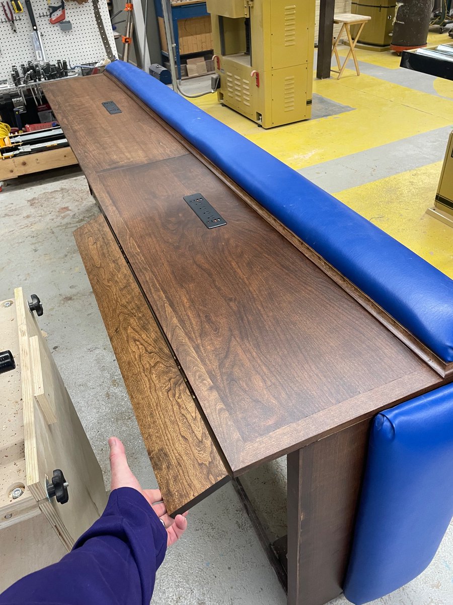 CSHSWoodworking's tweet photo. We are almost done with making the new scorers table for Sandburg athletics! Waiting on the led lights to light up the front before we slide in the plexiglass front with of course Sandburg graphics. @DSmithCSHS @SandburgHS https://t.co/i7egcQax49
