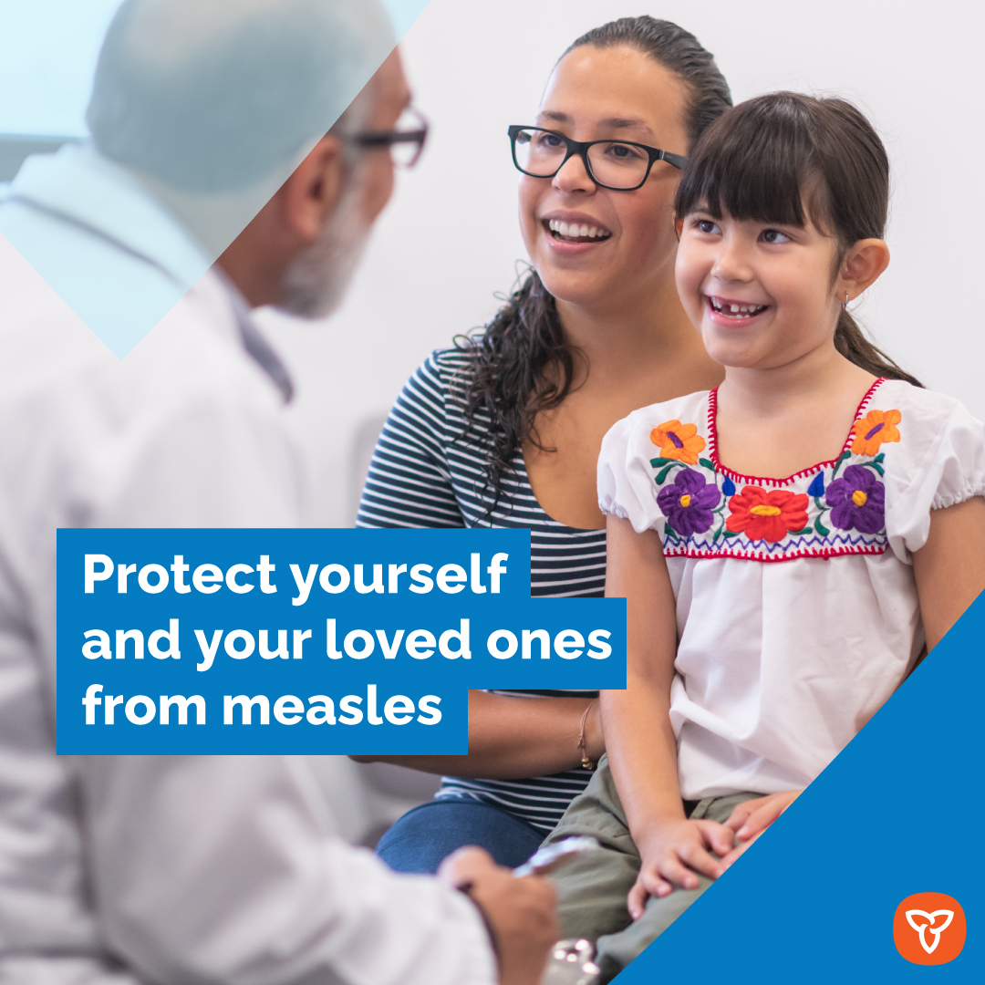 Measles spreads through the air when an infected person coughs or sneezes. Vaccination is the most effective way to prevent getting infected. Unsure of your vaccination status? Check with your health care provider or local public health unit. Learn more: ontario.ca/measles