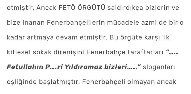 Fenerbahçe camiası olarak Çağlayan'da, Metris'te, Kadıköy sokaklarında koruduğumuz onurumuzu kimsenin siyasetine ve ajandasına meze etmeyeceğiz.
Bizi karşısına almaya kudreti yeten buyursun, 13 sene önce neredeysek hala oradayız.
#CumhuriyetinFeneri