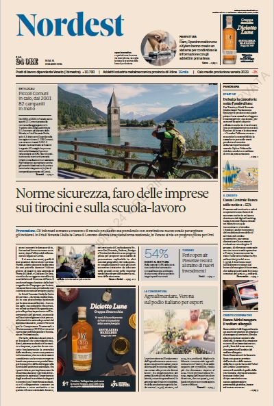 Oggi ci trovate in edicola col dorso Nordest insieme al
<a href="/sole24ore/">IlSole24ORE</a>. Parliamo di sicurezza sul lavoro, #agroalimentare, #turismo, piccoli comuni che spariscono (-82 dal 2001). E ovviamente di aziende innovative e startup.