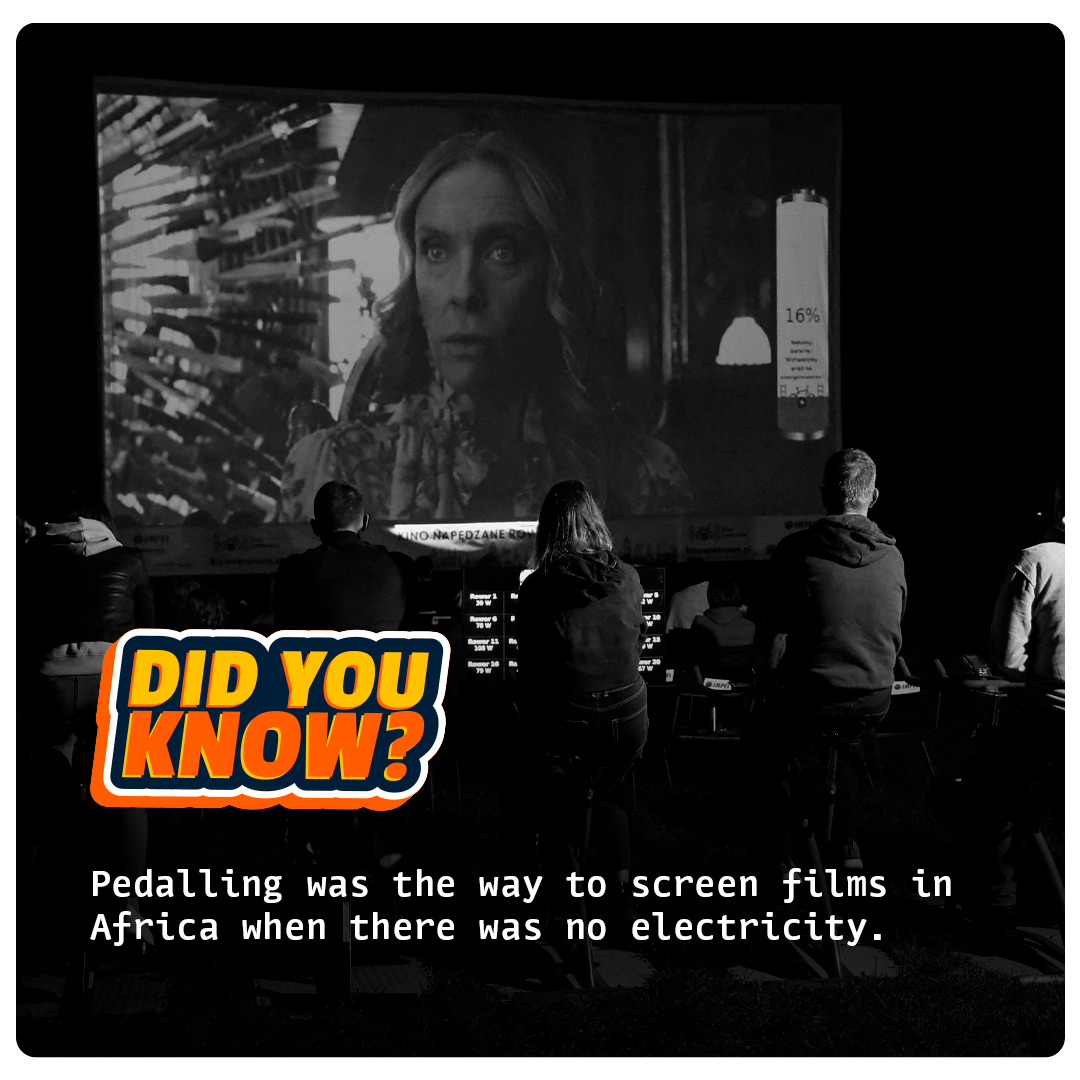 In areas without electricity, Africa used pedal-powered cinemas. People pedaled to generate electricity for a small projector, providing entertainment in remote locations with limited infrastructure. #ElectricityFacts #DidYouKnow