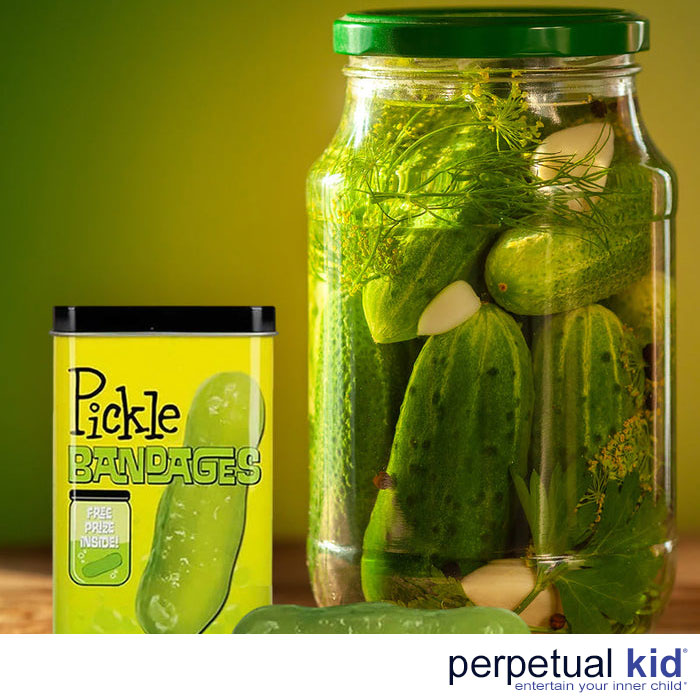 Got a boo-boo? No big dill! Never underestimate the protective power of pickle bandages! ❤️🥒❤️🥒❤️🥒❤️🥒❤️🥒❤️ #inapickle #nobigdill #picklelover #pickles perpetualkid.com/products/pickl…