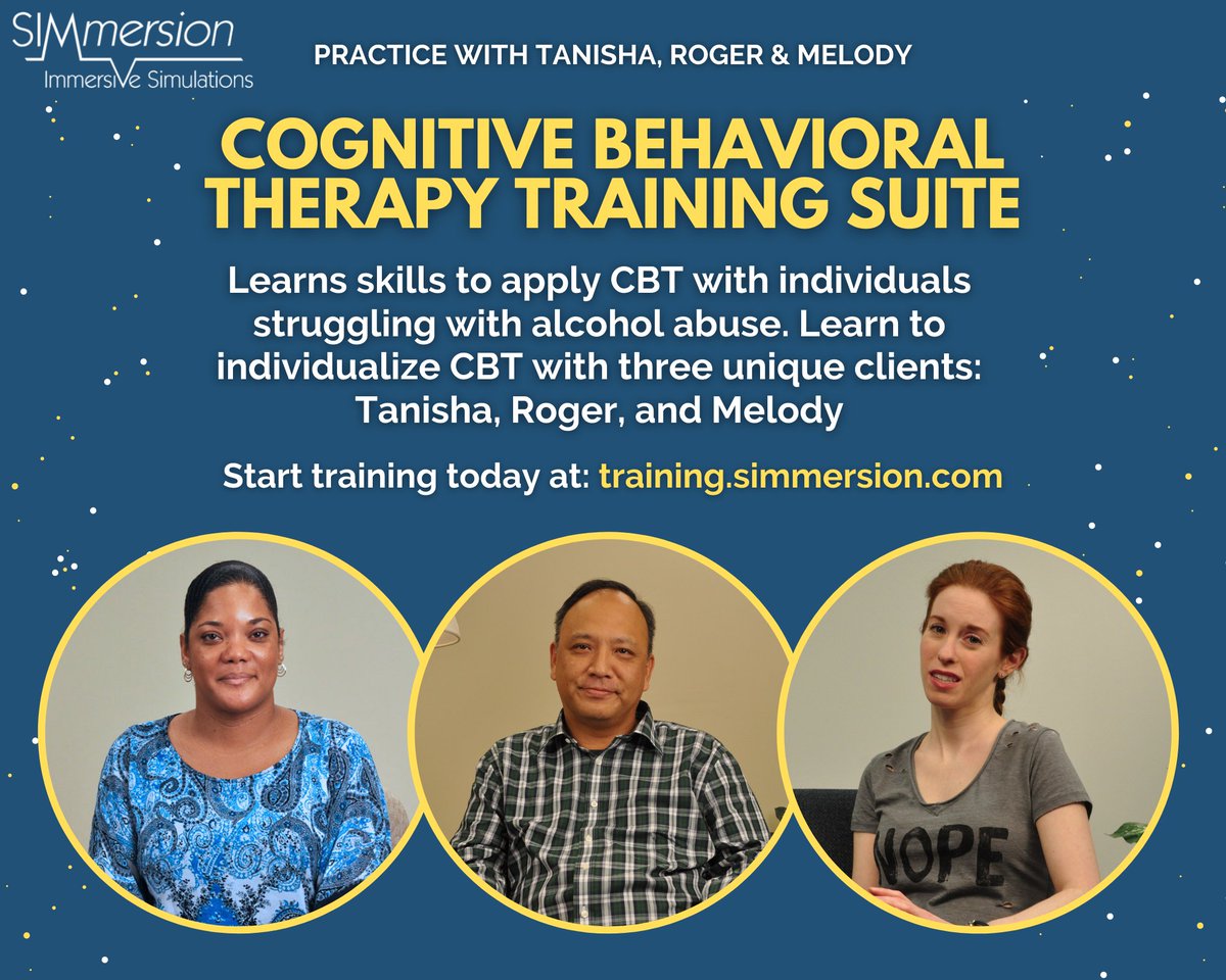 New to #CognitiveBehavioralTherapy? Don't stress! Take on your first patient with confidence by practicing with our simulated patients at #SIMmersion. Gain valuable experience and master CBT techniques before diving into real-life cases. 💪🏼 #CBTtraining