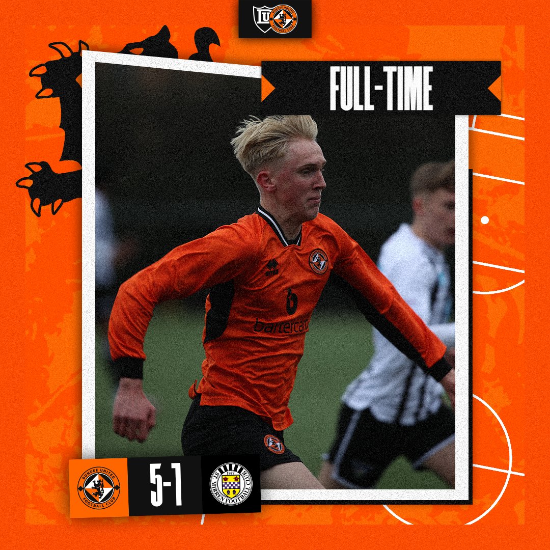 🖐 A five-star display from the #YoungTerrors as they record a resounding victory over St Mirren ⚽️ Brandon Forbes, Rory MacLeod and Sean Borland had #DUFC three goals ahead at the interval, before second-half strikes from Adam Carnwath and Owen Stirton iced the tangerine cake