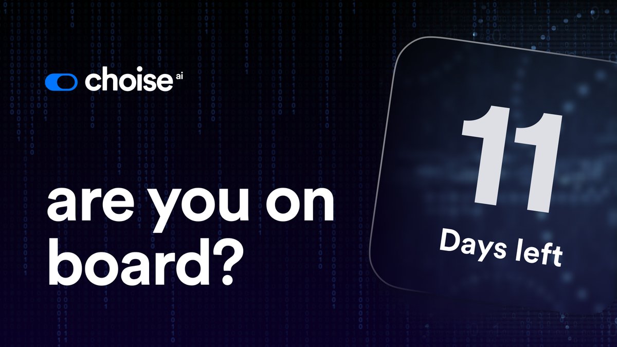 🧐 Predictions, speculations, anticipation... In 11 days, all will be revealed. We are about to make a move that will redefine the $CHO token. 
Are you on board? 🚀 choise.com/s/8xVtd #CHOCountdown