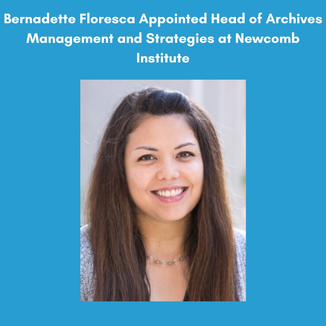 Bernadette Floresca has been promoted to head of archives management and strategies at Newcomb Institute in a notable stride towards advancing archival stewardship and promoting inclusive practices. Read more about her work and plans for the future here: bit.ly/3wW9Xrp