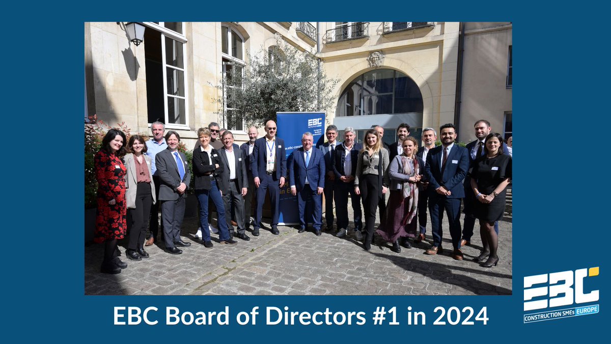 📢#1 EBC Board of Directors of 2024 hosted by @capeb_fr 🇫🇷 Topics on the agenda: 🟦 #Skills needs in construction by @Cedefop & @wkstmk 🟨EBC messages for new EU legislature 🟦Social dialogue for #construction 🟨Late Payment 🟦EPBD & CPR 🟨Subcontracting 🟦Sustainable Finance…