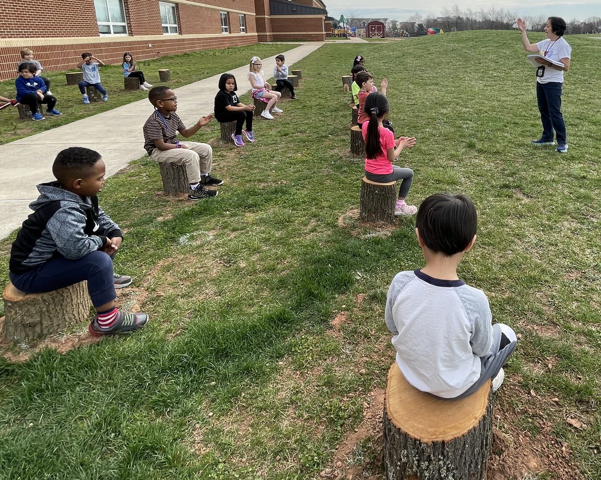 Our outdoor learning spaces are ready to use! Thank you to David Wesley from SaveATree for the generous donation of the stumps. Also, thank you to the FCPS Facilities team for doing an amazing job installing the spaces. Have a safe and relaxing Spring Break Lions! <a href="/fcpsGet2Green/">FCPS Get2Green</a>
