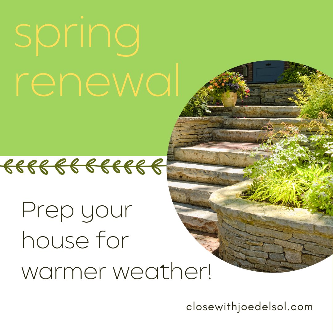 joedelsol's tweet photo. Warmer weather means more time spent outside. This is a great time to get a jump start on prepping your space by cleaning out the gutters, updating exterior lighting, or maybe even a new paint job! Check out some ideas here: https://t.co/s59tJhNuNM https://t.co/DF6zyYEzDP