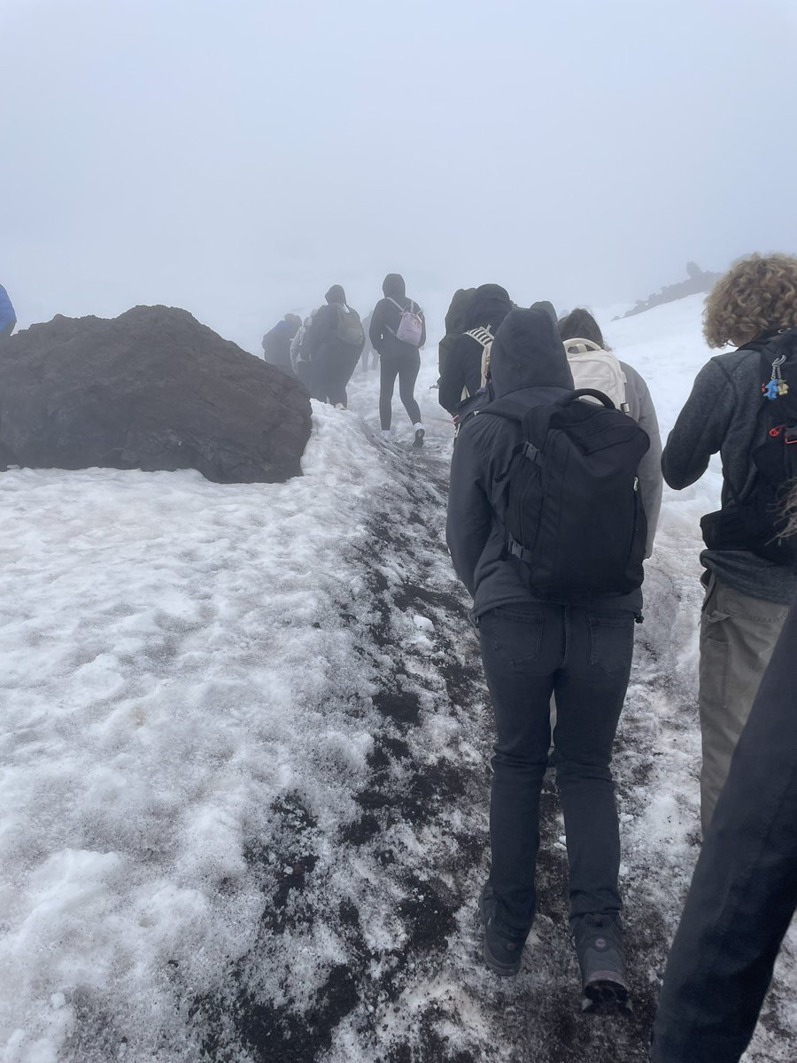This afternoon… 3,357 ft Mount Etna Sud - weather is a bit different to this morning ❄️🌨️🏔️