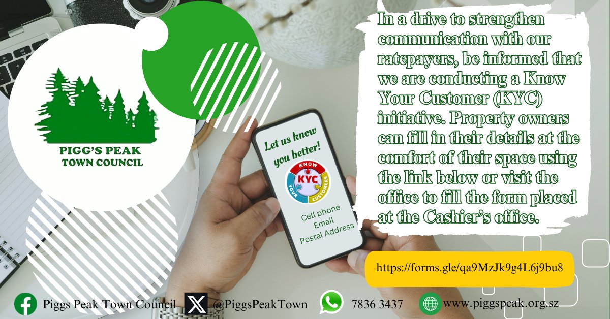 KYC UPDATE: Are you a property owner in Pigg's Peak?
If yes, we want to improve our communication with you. Kindly follow this link forms.gle/qa9MzJk9g4L6j9… fill up your contact information.
#qualityservice
#PiggsPeakTown
<a href="/followers/">はうはう</a>