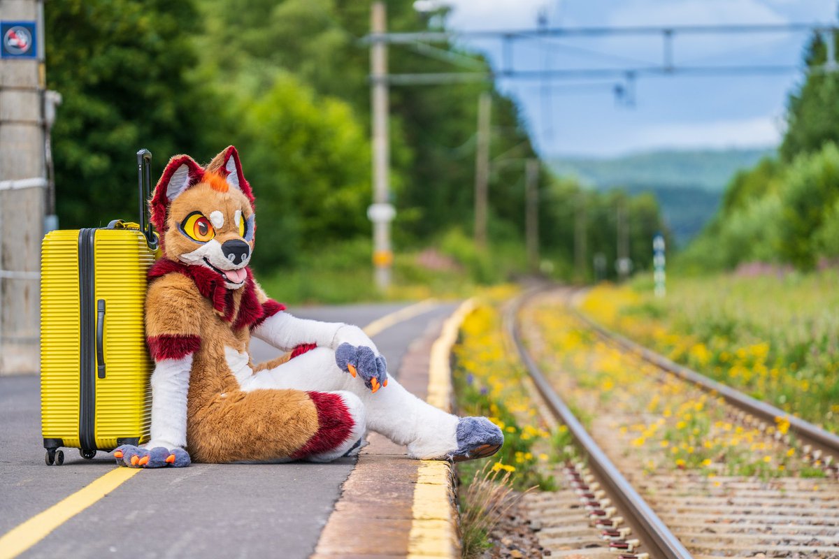 I'm so ready for vacation but the train seems to be late... Spend the day at the station with me on #FursuitFriday ? 📸: @TalesTigerfox