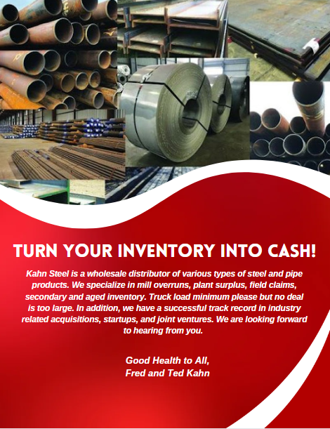 KahnSteel's tweet photo. We buy used and surplus steel.  Call us for a quote 800-828-5246   #Steel #KahnSteel https://t.co/ItfsVUJAtt