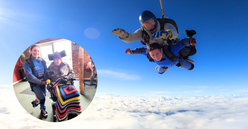 mndassoc's tweet photo. "It meant the world to me that he could be there on the day to watch."

Leah took to the skies to complete a skydive to show her support for her Grandad who is living with MND. She has raised almost £2,000! 

You can still donate below 🪂